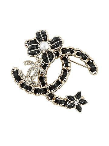 Chanel Chanel Brooch, Coco Mark, Flower Rhinestone, Faux Pearl, A22 K AB9679, Black, Chanel, CHANEL BROACH (view 1)