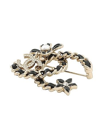 Chanel Chanel Brooch, Coco Mark, Flower Rhinestone, Faux Pearl, A22 K AB9679, Black, Chanel, CHANEL BROACH (view 2)