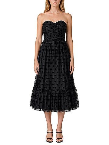 INA Polka Dot Strapless Tulle Midi Cocktail Dress (view 1)