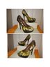 Aldo 100% Satin Graphic Brown Heels Size EU 38 - photo 4