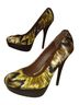 Aldo 100% Satin Graphic Brown Heels Size EU 38 - photo 1