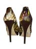 Aldo 100% Satin Graphic Brown Heels Size EU 38 - photo 2