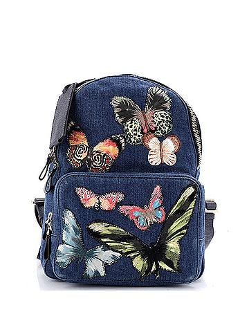 Valentino Garavani Backpack Denim with Butterfly Applique Medium (view 1)