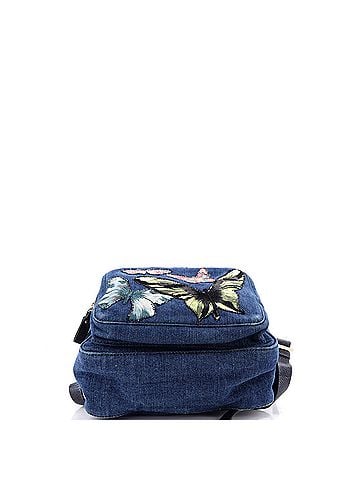 Valentino Garavani Backpack Denim with Butterfly Applique Medium (view 2)