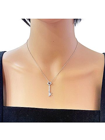 Tiffany & Co. Tiffany & Co. Oval Key Necklace, Pt950 Platinum Diamond Necklace for Women, (view 2)
