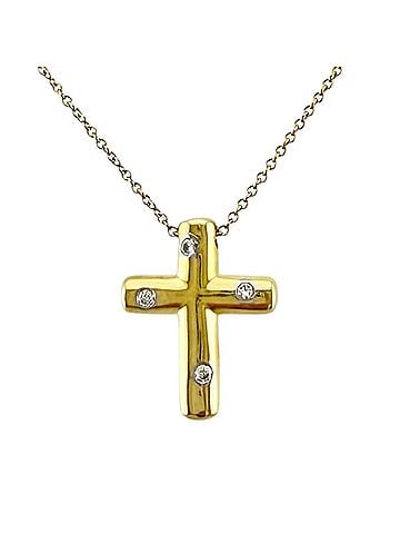 Tiffany & Co. Tiffany & Co. Dots Cross Necklace, 18K Yellow Gold, Diamond, Women's, Design (view 1)