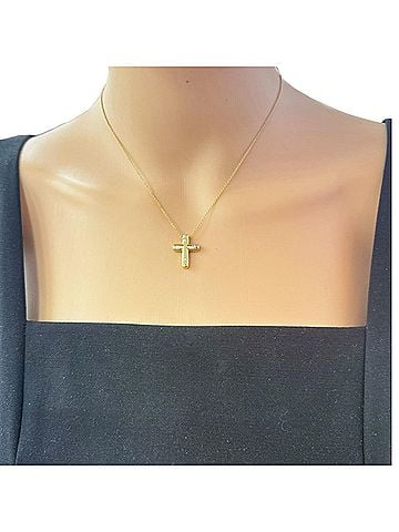 Tiffany & Co. Tiffany & Co. Dots Cross Necklace, 18K Yellow Gold, Diamond, Women's, Design (view 2)