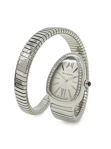 Bvlgari BVLGARI Bulgari Serpenti Tubogas Diamond Bezel Stainless Steel Silver Dial Ladies Quartz Watch SP35S (view 1)