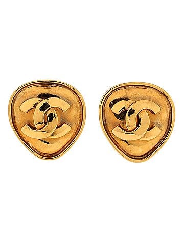 Chanel Vintage CC Round Clip-On Earrings Metal (view 1)