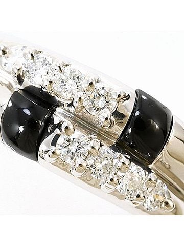 Unbranded PT900 Platinum Ring, 1 Onyx and 0.29 Carat Diamond, with Certificate of Authenticity, Total Weight Approx. 7.1g, Used Jewelry, Like New Condition (view 2)