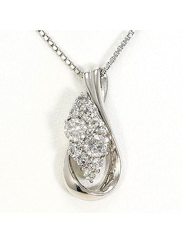 Unbranded PT900 Platinum PT850 Necklace with 0.50 Carat Diamond, Certificate of Authenticity Included, Total Weight Approx. 5.3g, 40cm, Used Jewelry, Like New Condition (view 1)