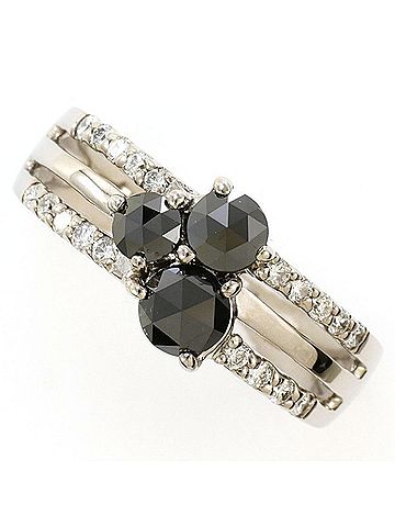 Unbranded K14 14K WG White Gold Ring, 1 Black Diamond 0.68g, 0.19g, Certificate of Authenticity, Total Weight Approx. 3.8g, Jewelry, Used, Like New (view 1)