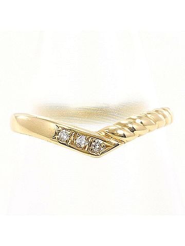 Unbranded K10 10K YG Yellow Gold Ring with 1 Diamond (no carat marking), Total Weight 1.4g, Like New Condition. (view 1)