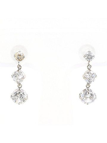 Unbranded K14 14K WG White Gold Earrings with Zirconia, Total Weight Approx. 1.1g, Jewelry, Used, Like New (view 1)
