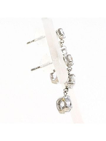Unbranded K14 14K WG White Gold Earrings with Zirconia, Total Weight Approx. 1.1g, Jewelry, Used, Like New (view 2)