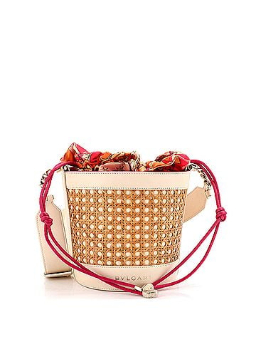 Bvlgari Forever Convertible Bucket Bag Raffia with Silk and Leather Medium (view 1)