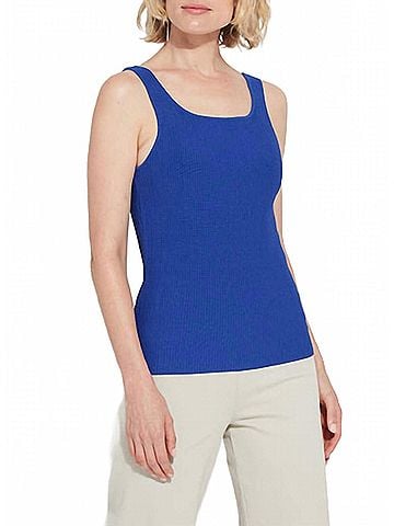 Lyssé Avril Ribbed Tank Top in Cobalt Blue (view 2)