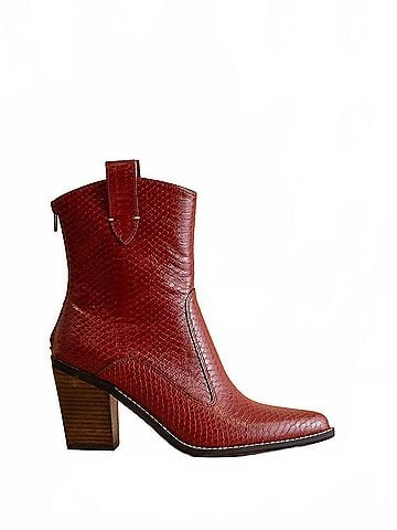 Oasis Society Women's Tara Two Paneled Western Boots in Red (view 1)