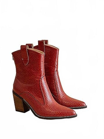 Oasis Society Women's Tara Two Paneled Western Boots in Red (view 2)