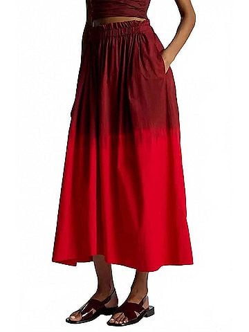 A.L.C. Gina Cotton Maxi Skirt in Red (view 2)