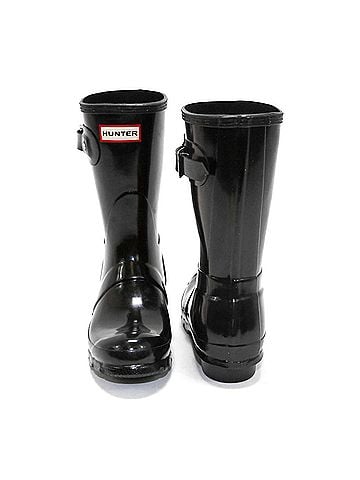 Hunter Women's Original Short Gloss Rain Boots in Black (view 2)