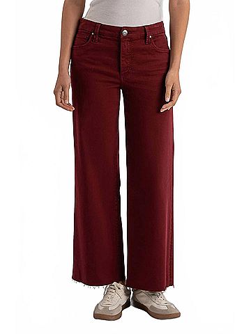 Kut from the Kloth Meg High Rise Fab Ab Wide Leg Jeans in Maroon (view 2)