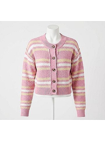 Free People Lila Stripe Cardigan in Pink Combo (view 1)