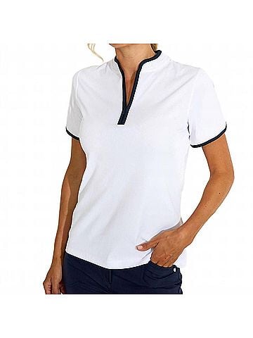 abacus Turnberry Half Zip Polo in White/Navy (view 2)