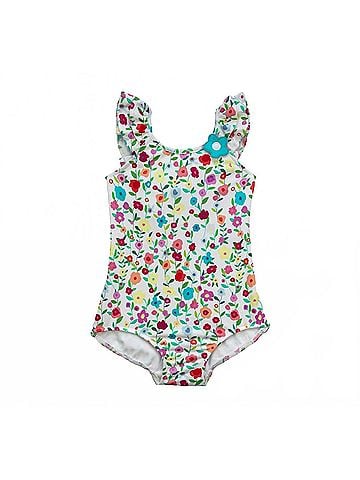 Florence Eiseman Girl's Floral Ruffle Swimsuit 4 Mo in White Multi (view 1)