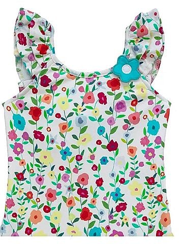Florence Eiseman Girl's Floral Ruffle Swimsuit 4 Mo in White Multi (view 2)