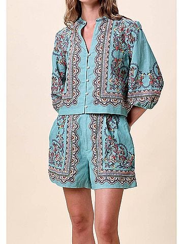 Cleobella Sebastian Patterned Shorts in Bleura (view 2)