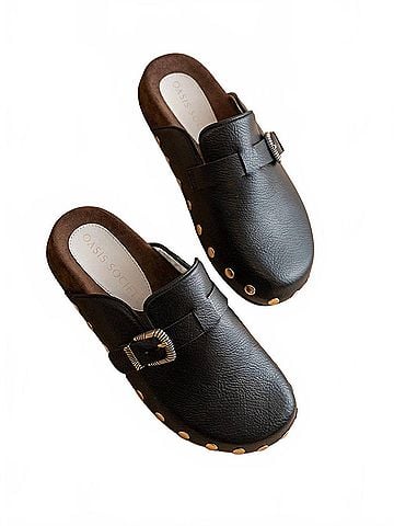 Oasis Society Women's Toni Studded Buckle Clog in Black (view 2)