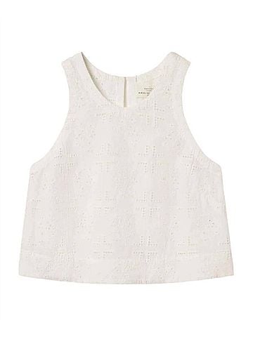 Trovata Women's Esther Embroidered Tank Top in Handkerchief Eyelet (view 1)