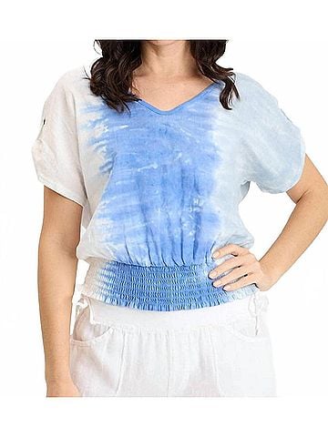 XCVI Oko Jersey Cinched Top in Coastline (view 2)