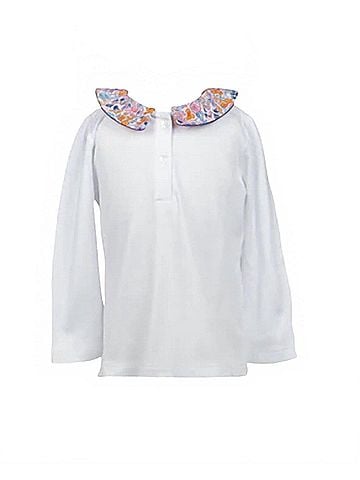 The Proper Peony Girls' Pansy Floral Shirt 5 Mo in White Multi (view 1)