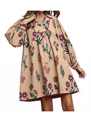 Umgee Sheila Mini Dress in Tan Mix (view 2)