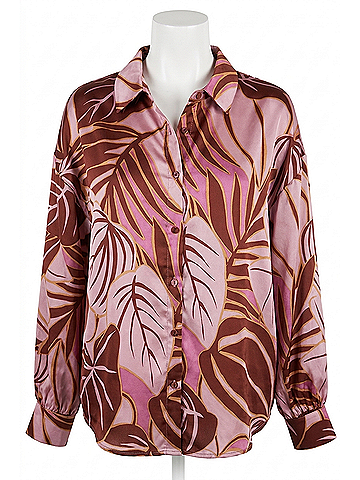 Fate Tropical Print Satin Top in Multi (view 1)