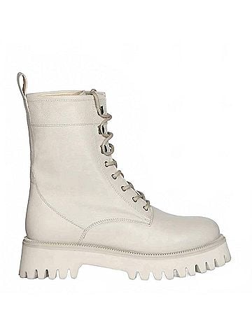 Saint G Women's Anastasia Leather Lace Up High Ankle Boots in Ivory (view 1)