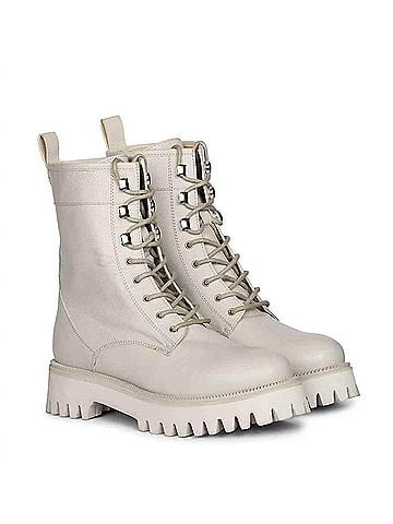 Saint G Women's Anastasia Leather Lace Up High Ankle Boots in Ivory (view 2)