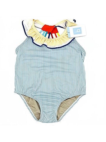 Bella Bliss Kid's Lainey Bathing Suit 8 Mo in Blue Stripe (view 1)