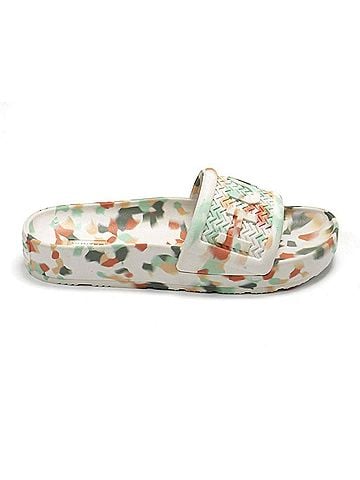Hunter Women's Bloom Algae Marble Slide Sandals in White (view 1)
