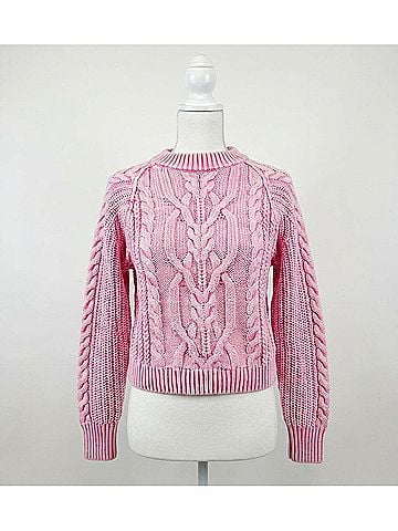 Free People Frankie Cable Sweater in Aurora Pink (view 1)