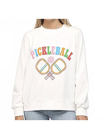 Fate Pickleball Print Sweatshirt in White (view 2)