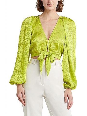 Ramy Brook Briana Plunge Neck Tie Front Top (view 2)