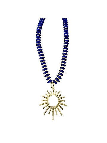 Gemelli Women's Amelia With Open Sun Charm Beaded Necklace in Blue (view 1)