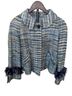 Tweed 100% Silk 100% Acetate Solid Blue White Black Jacket Size 6 - photo 1