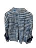 Tweed 100% Silk 100% Acetate Solid Blue White Black Jacket Size 6 - photo 2