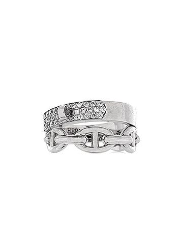Hermès Kelly Double Tour Ring 18K White Gold with Pave Diamonds (view 1)