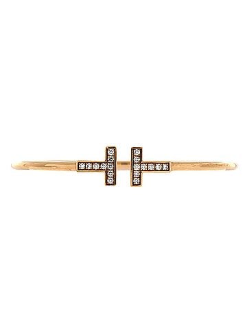 Tiffany & Co. T Wire Bracelet 18K Rose Gold with Diamonds (view 1)