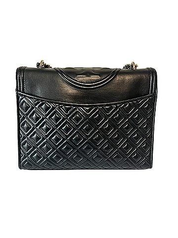 Tory Burch Fleming Convertible Quilted Leather Black Gold Hardware Leather Crossbody Bag (view 2)